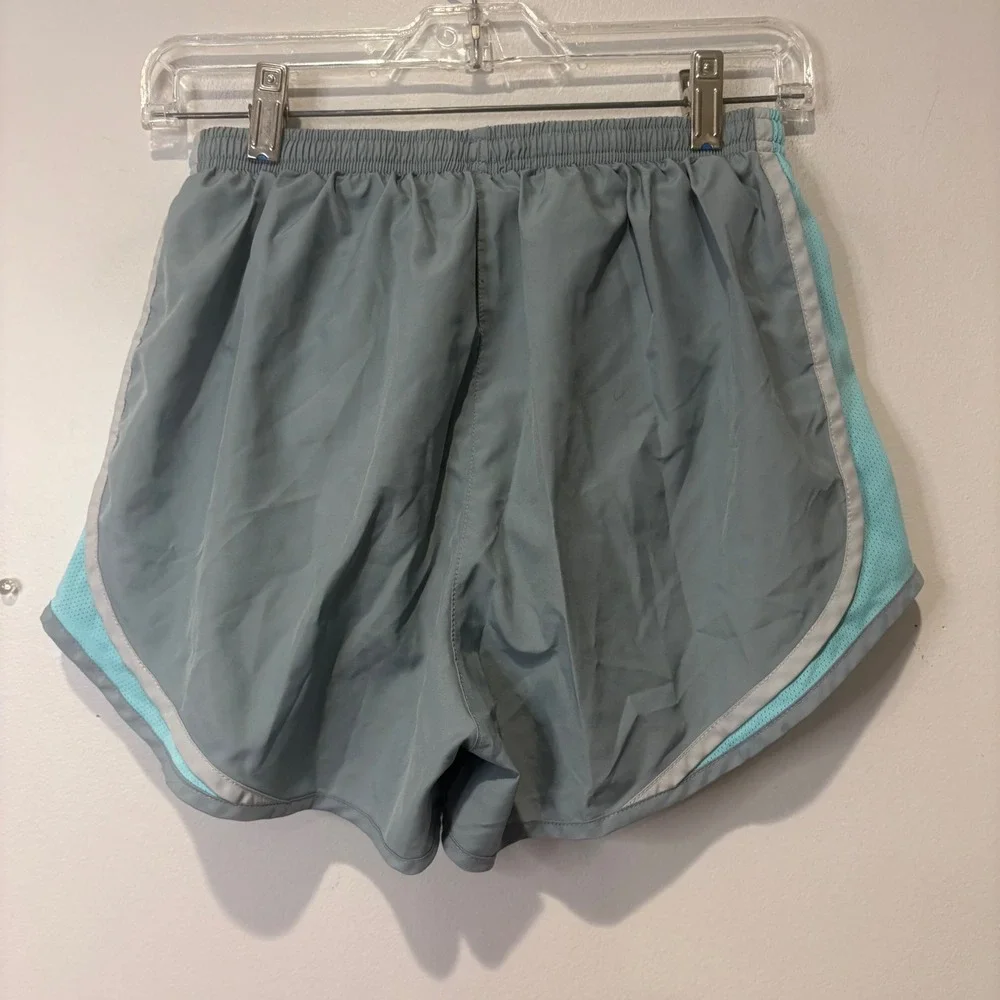 Nike Dri-FIT Running Shorts Lined Womens M Grey Aqua Blue Athletic Workout